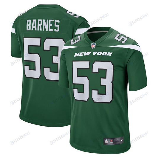 Zaire Barnes 53 New York Jets Men Game Jersey - Gotham Green